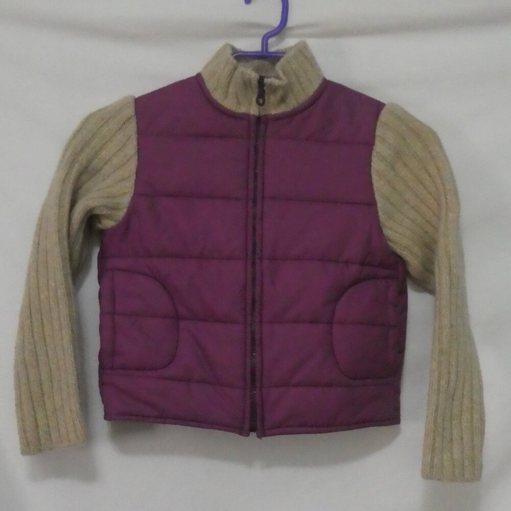 UNITED COLORS OF BENETTON | small - age 6 | Purple Quilted Jacket | Beige Sleeve